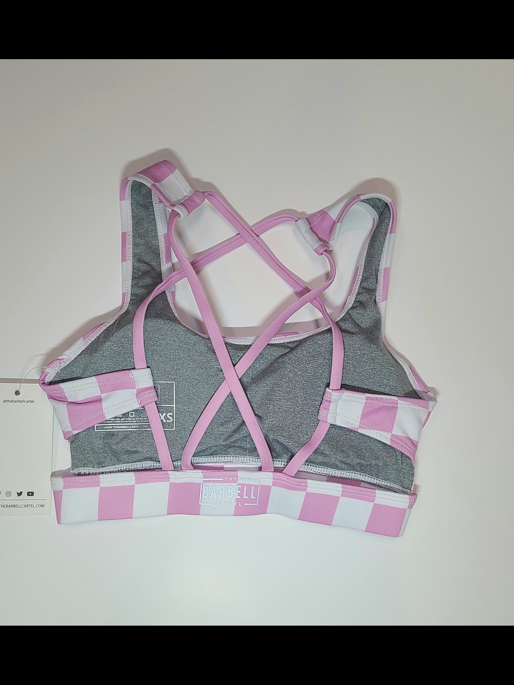 Pink Checker Racerback Sports Bra - Picture 2 of 3